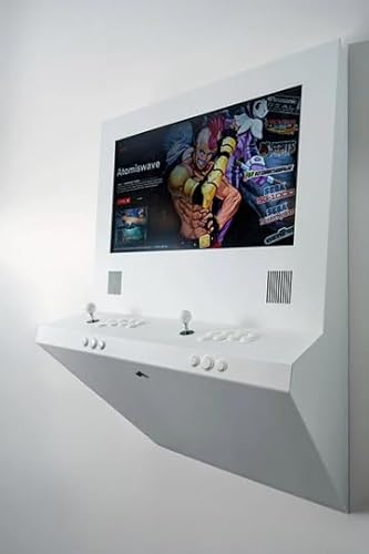 Wall Mounted Arcade Machine with Online Multiplayer, 32" Full HD Monitor, Steel Build, Sanwa Joysticks, Windows 11 PC, 2 Player Commercial Home Game Room System (Fine Texture White)