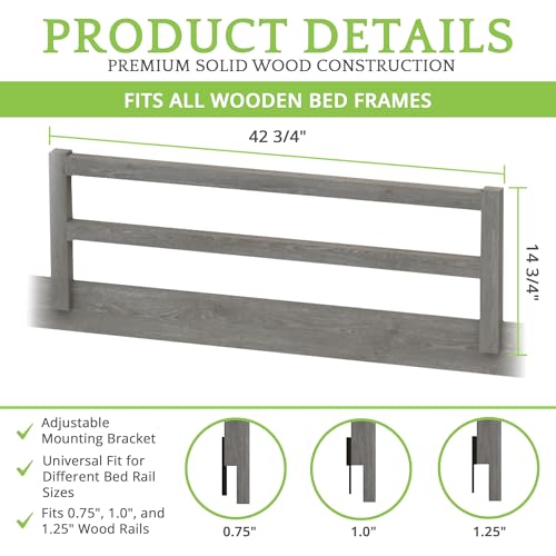 Image of Safety Guard Rail for Baby, Kids, and Children - Solid Wood Safety Bed Rail for Toddlers - Easy Installation - Premium Protection for Bunk, Twin, Full, Queen and King Size Beds - (Graphite Grey)