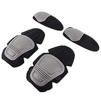Taktische Knie- und Ellenbogenschützer für Paintball, Airsoft, Kampfuniform, Militäranzug, 2 Knieschützer und 2 Ellbogenschützer/Set, grau