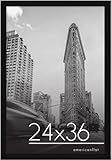 Americanflat 24x36 Poster Frame in Black - Composite Wood with Polished Plexiglass - Horizontal and Vertical Formats for Wall with Included Hanging Hardware