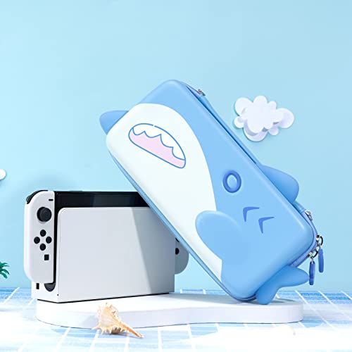 GeekShare Shark Carry Case Compatible with Switch/Switch OLED - Portable Hardshell Slim Travel Carrying Case fit Switch Console & Game Accessories -- Shark