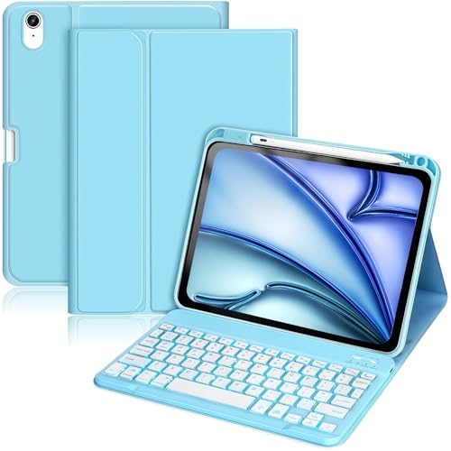 Teclado para iPad Air 11 Pulgadas 2026 2025 2024 M4/M3/M2 / iPad Air 5/4 Generación 10.9 Pulgadas 2022 2020, Teclado Bluetooth Magnético Retroiluminado de 7 Colores para iPad Air 11, Azul