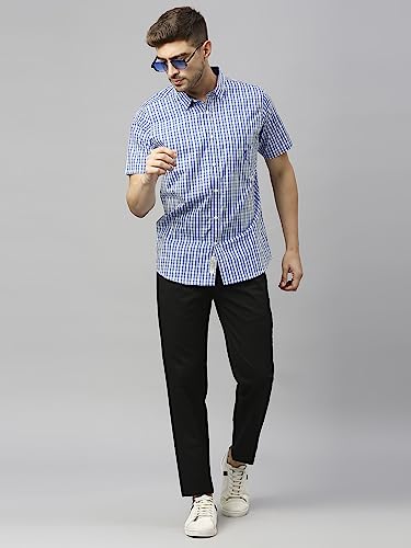 Image of Thomas Scott Mens | Half Sleeve Checkes | Printed | Slim Fit | 100% Cotton | Spread Collar | Shirts