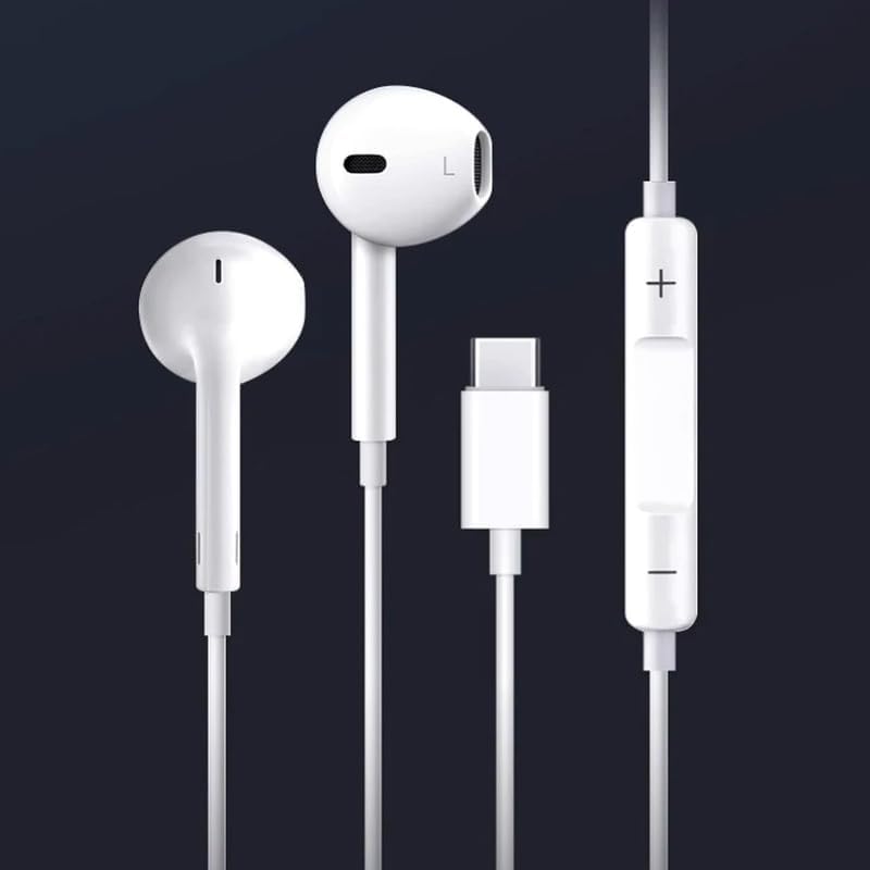 Alam Original USB C Headphones Wired Type-C in Ear Earbuds Only ForI-Phone 15/15 Plus/15 Pero/15 Pero Max Wired Earphones Noise Isolation Deep Bass Stereo Sound Headset with Mic Headphones for Ipad1 3