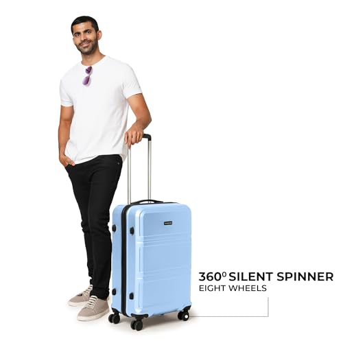 Image of Jet Set Go by Nasher Miles Dollar Hard-Sided Polycarbonate Luggage Set of 2 Pastel Blue Trolley Bags (55 & 65 cm)