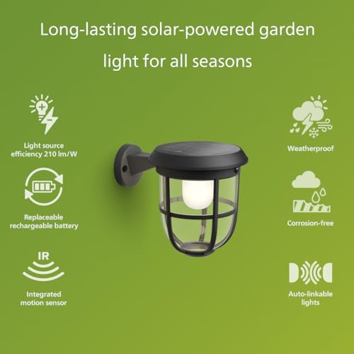 PHILIPS Solar LED UltraEfficient Wall Lantern, 1-Pack, Black - image 3