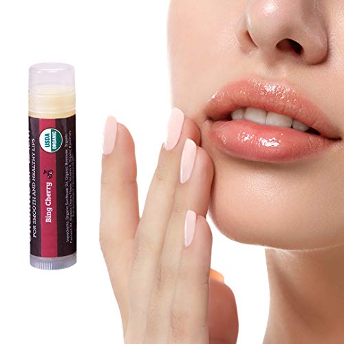 Usda Organic Lip Balm 4-Pack By Earth's Daughter - Cherry Flavor, Beeswax, Coconut Oil, Vitamin E - Best Lip Repair Chapstick For Dry Cracked Lips. #TOP7