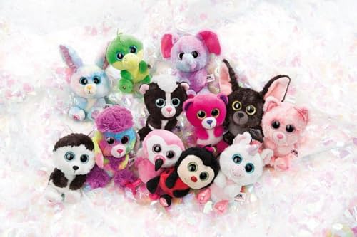 NICI Glubschis: Das Original – Rainbow Candy 15 cm – Kuscheltier Hase mit großen Augen – Flauschiges Plüschtier mit Glitzeraugen – Schmusetier für Kuscheltierliebhaber – 45561