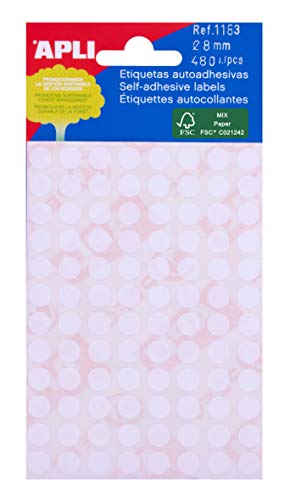 APLI 1183 Etiketten für Minibeutel, weiß, Ø 8,0 mm, 5 Blatt...