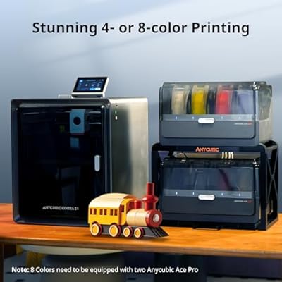 (PLA 4KG Bundle) Anycubic Kobra S1 Combo 3D Printer, 4 Stunning Multicolor with Anycubic ACE PRO, 600mm/s High Speed + ANYCUBIC PLA Filament 1.75mm, 4kg, Black+White+Purple+Green