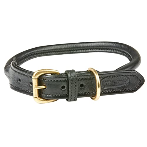 Weatherbeeta Rolled Leather Dog Collar Large Black