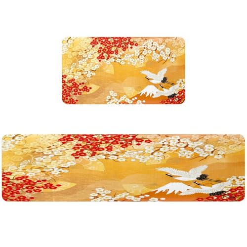 Alfombrilla de cocina VAPOKF de diseño floral con acabado textil lavable premium 2