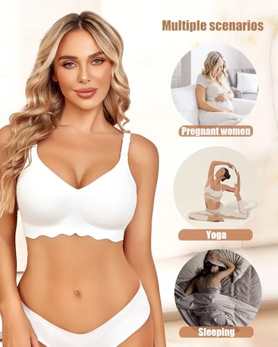 Avidlove Wireless Bras for Women Seamless Bralette Full Coverage Bra V Neck Tshirt Brassiere4