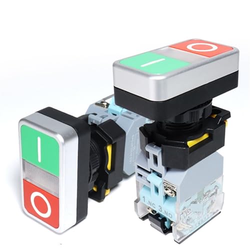 Interrupteur momentané double commande 22mm contact 1NO1NC 10A avec voyant LED