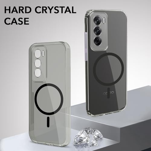 Image of Jkobi Lifetime Anti-Yellow MagSafe Compatible Clear Back Cover Case for Oppo Reno12 5G | Oppo Reno 12 5G (Sleek Hard Crystal | Shockproof and Camera Protection)