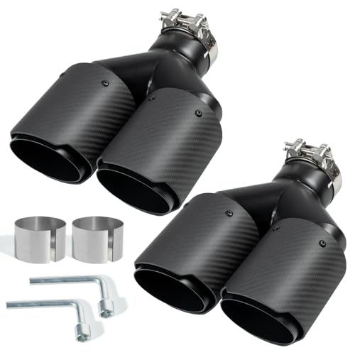 Embout d'Échappement en Acier Inoxydable et Carbone Double Sortie Catekro Universel 63mm