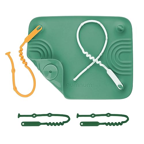 Image of NumNum Non-Slip Silicone Placemats for Babies, Toddlers & Kids – BPA-Free, 100% Food Grade Silicone Table Mats for Dining Tables & Restaurants, Portable & Easy to Clean – 4 Months+, 1 Pack Green