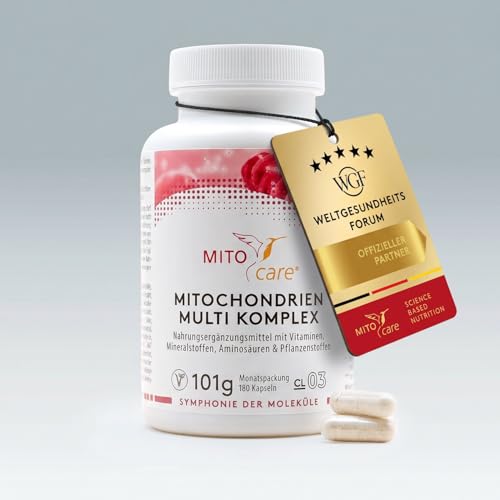 MITOcare Mitochondrien Multi Komplex - Nährstoffkomplexmischung - optimale Basis - Vitamine, Mineralstoffe & Pflanzenstoffe - vegan - Monatspackung mit 180 Kapseln - Produziert in Deutschland