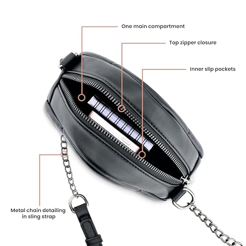 Image of Fastrack Puff Sling with Detachable Pouch | Faux-Leather Women's Handbags | Sling for Casual Carry