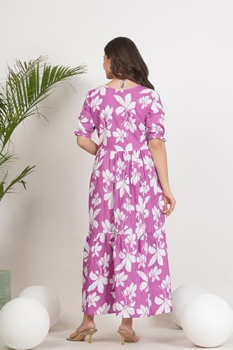 Image of Kuruti B Sheets Women's Cotton Floral Printed Regular Fit Anarkali Kurta for Women