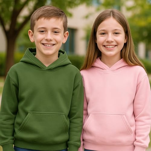 Urban Road Kids Heavy Blend Plain Hoodie Sweatshirt Hooded Top for Boys & Girls Maroon - Image 3