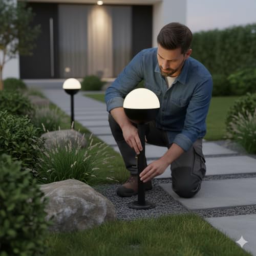 Balise LED extérieure IP44 robuste finition noire avec douille E27 - 7