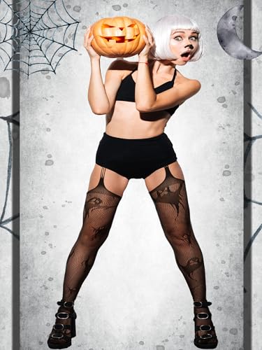Image of Jadive 6 Pairs Women Plus Size Suspender Tights Fishnet Thigh High Stockings Garter Belt Lingerie Pantyhose
