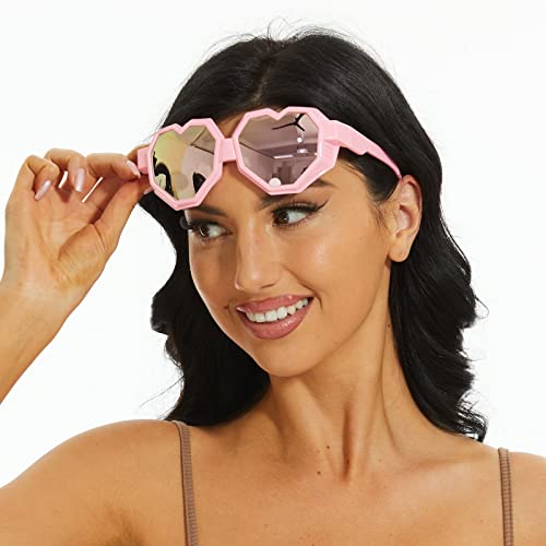Image of laureles 2Pack Heart Shaped Goggle Y2K Sunglasses Women Fashion One Piece Oversized Love Sun Glasses Men