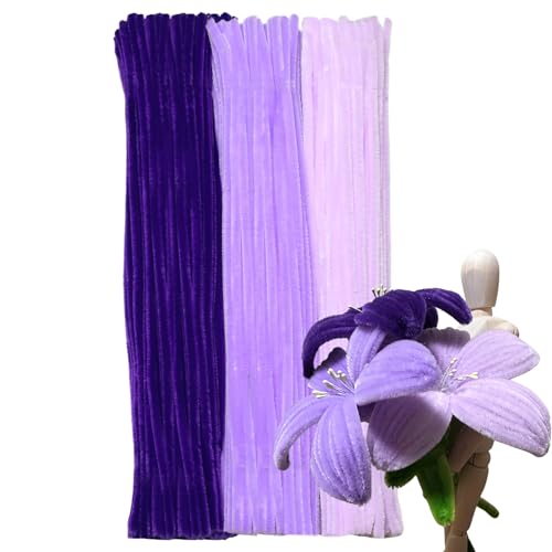 Harmoso 300pcs Purple Pipe Cleaners Bulk - Fluffy Craft Pipe Cleaners for Arts & Crafts Ideal for Making Flowers Animals & Decorations (12 x 0.24 inches)