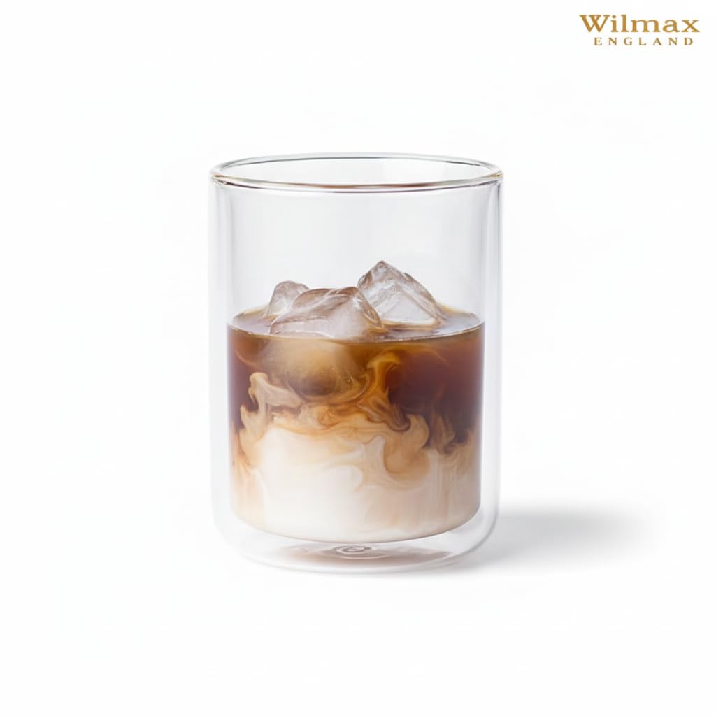 Wilmax - Verres thermiques - 400 ml - Lot de 6 - Verres à double paroi pour l'eau, le thé, le café, les cocktails - Verres à thé et à café - Verres pour boissons chaudes et froides - Verres à eau
