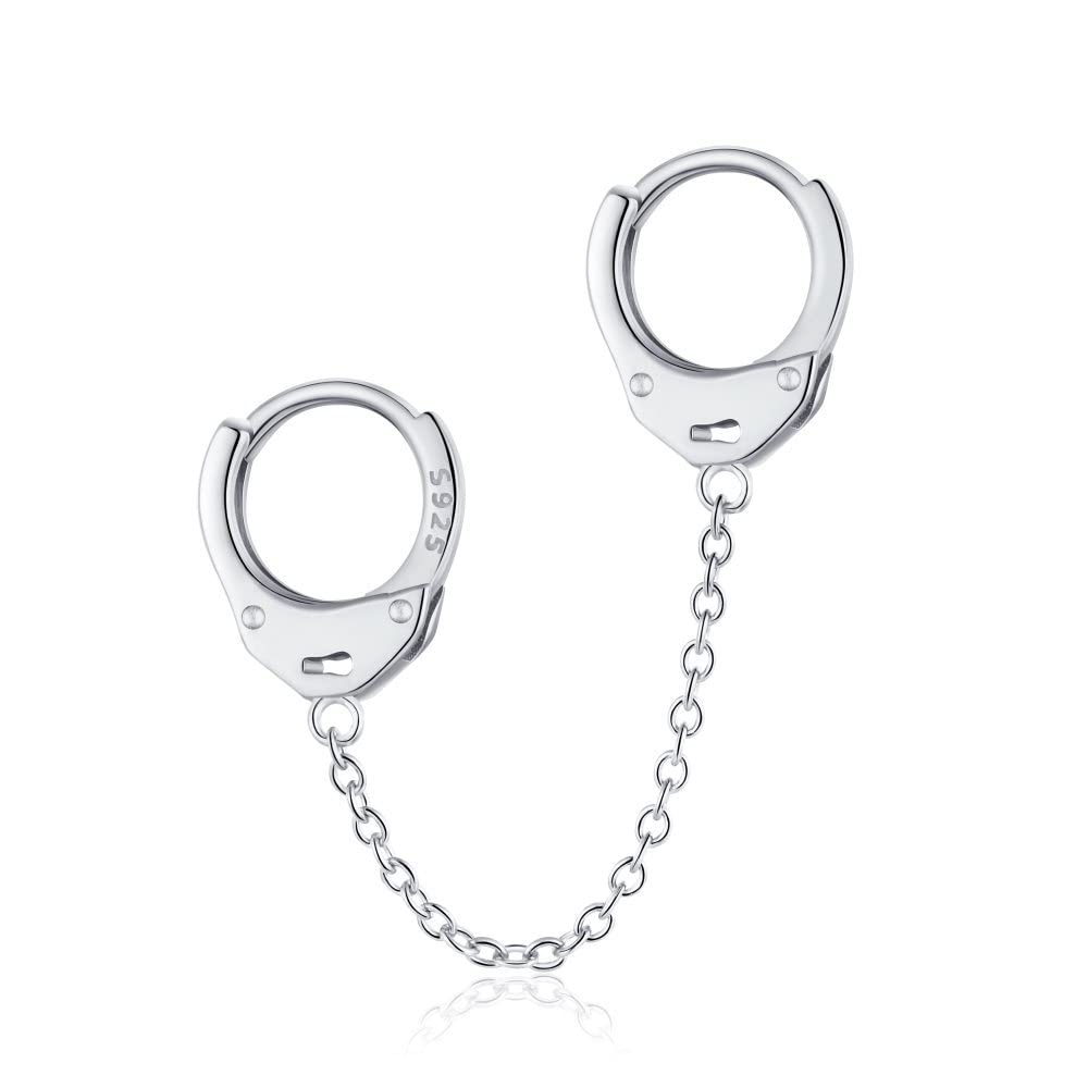 Ubervia Earrings - Steel | Womens and Mens Stainless Steel Silver Earrings Handcuffs Type Ear Hook Color Silver-image-44