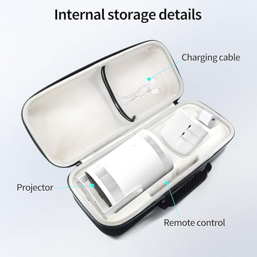 Estuche rígido para proyector compatible con HY300, HY300 Pro y HY320, fabricado en EVA con bolsillo interior con cremallera miniatura 4