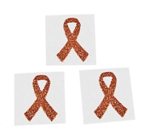 12 Orange Ribbon Awareness Tattoo Stickers Kidney, Leukemia, Multiple Sclerosis