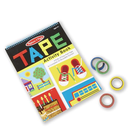 Melissa & Doug Tape Activity Book for Kids with 4 Easy-Tear Tape Rolls (Blue, Green, Red, Yellow) & 20 Reusable Scenes on Spiral-Bound Sheets, Road Trip Activities & Travel Toys for Kids Ages 4+ - Image 3