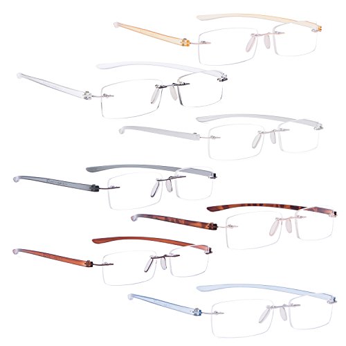 READING GLASSES 7 pack Mix Color Small Lens Rimless Readers