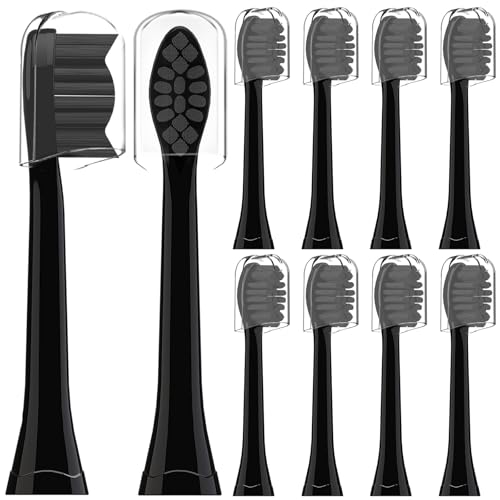 Kompatibel mit Wondersmile Elektrische Zahnbürste Schallzahnbürste Ersatz Zahnbürste Köpfe, für Wondersmile Elektrischen Zahnbürsten, Mit Staubabdeckung,10 Stück (Schwarz)
