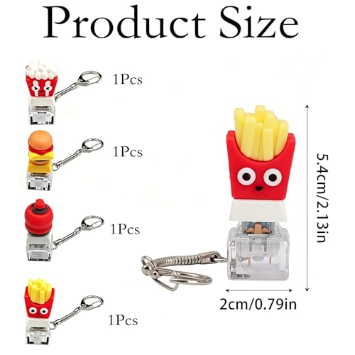 Image of Keyboard Fidget Toy, Four Key Mechanical Style Keychain with Snake Chain, Stress Relief Gadget for Office Workers and Students, Portable Anxiety Relief Tool for Commuting and Gaming