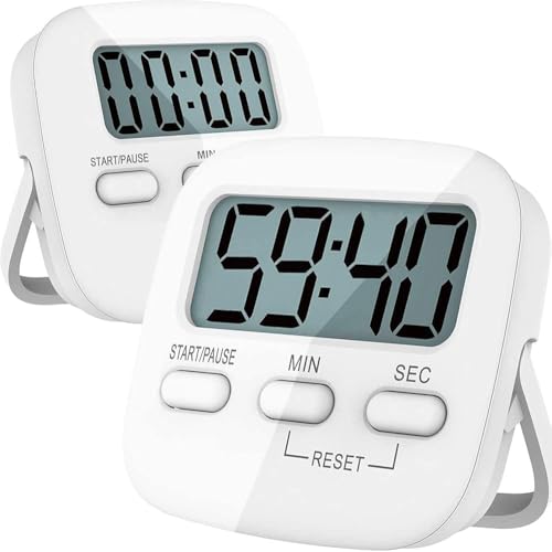 2 PCS Minuteur de Cuisine, Minuteur avec Compte à Rebours, Mode Silencieux
