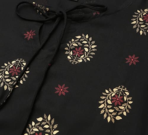 Image of Women's Rayon Straight Kurta Pant with Dupatta Set (Black)