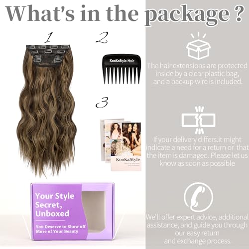 Image of KooKaStyle Hair Extensions 16 inch Balayage Chocolate Brown to Caramel Blonde