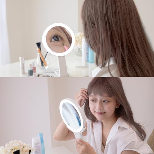 PRIDEMII 折りたたみ式 拡大鏡 両面使用(20倍+1倍) LEDライト リチウムバッテリー内蔵 簡単タッチ操作 トラベル・持ち運びに便利 明るさ無段階調整 化粧鏡 卓上ミラー PRIDEMII080N の商品画像 7