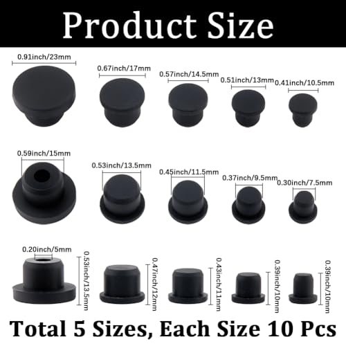 Image of GORGECRAFT 50Pcs Salt and Pepper Shakers Stopper 7.5-15mm Inner Diameter Black Silicone Stopper Tube Seal Plug Reusable Waterproof Replacement Insert Hole Plug End Covers for Bottles Pipes Flower Pots