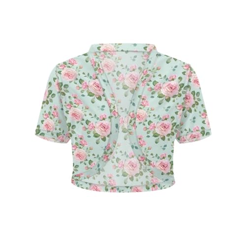 Image of Womens Short Sleeve Cardigans Lightweight Summer Cardigan Trendy Bolero Shrug Cute Floral Cardigan Sheer Bolero