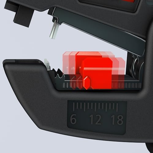 KNIPEX Automatische Abisolierzange, 0,2-6 mm², Feinjustierung, einstellbarer Längenanschlag, Abisolierwerkzeug, Abisolierer, 12 62 180