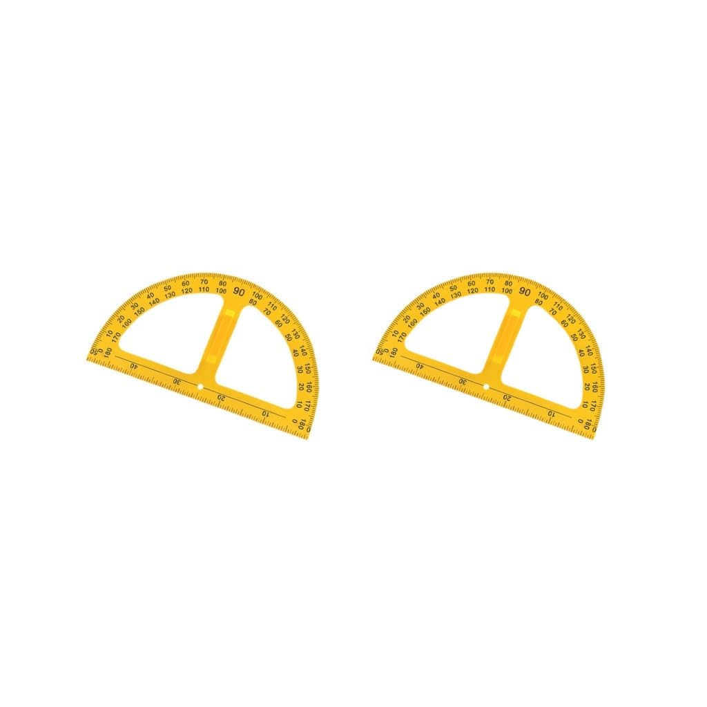 Ojreeub 2 Set Of(Yellow) 2 Set Of Large Math Geometry Ruler Protractor Ruler For Engineering Drawings Drafting Protractor