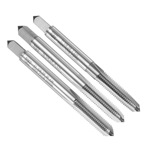 sourcing map Set di 3 maschi a mano, 1/4"-28UNF conico/spina/filettatura inferiore, kit di utensili per filettatura manuale in acciaio ad alta velocità