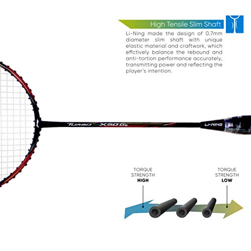 Image of Li-Ning Turbo X50 G4 Badminton Racket (Material: Carbon Graphite , Color: Black / Red)