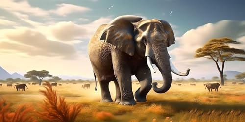 Diamond painting éléphant 5D grand format 120x60 cm pour kit broderie diamant adulte et canevas