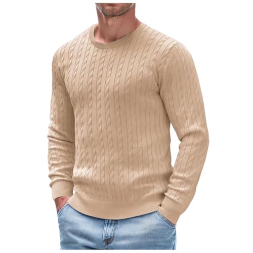 Mens Basic Versatile Crew Neck Sweaters Solid Color Slim Fit Long Sleeve Wool Pullover Knitwear3
