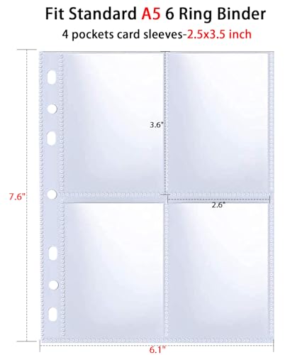 30 Pack 240 Pockets 2.5x3.5” Photocard Sleeves for 6 Ring A5 Binder, Ultra-Clear K-pop Photocard Sleeves, Double-Sided 4 Pocket Photo Pages, Top Loading Photo Sheet Protector for P image 3